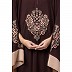 Embroidery Irani Kaftan with contrast border-Brown-Skin